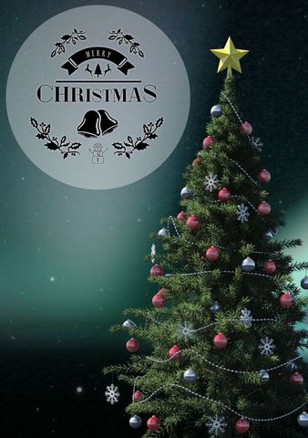 Classic Christmas Tree With Decorations and Greeting - Download Free Stock Templates Pikwizard.com