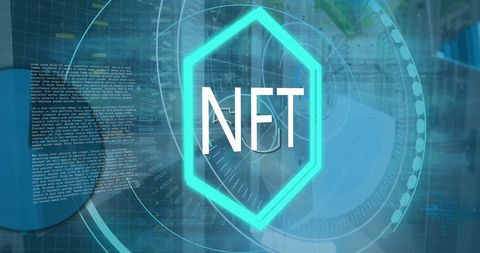 Nft graphic with futuristic digital interface overlay