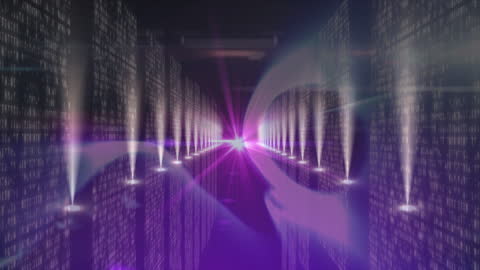 Futuristic Lights and Digital Servers in Technological Data Center