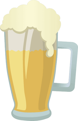 Beer mug illustration on transparent background for easy compositing