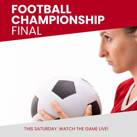 Caucasian Female Footballer Holding Soccer Ball for Championship Promotion - Download Free Stock Templates Pikwizard.com