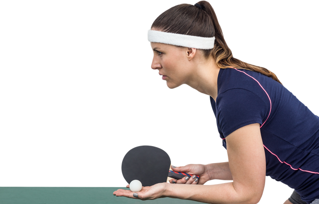 Focused Female Athlete Playing Transparent Table Tennis - Download Free Stock Videos Pikwizard.com