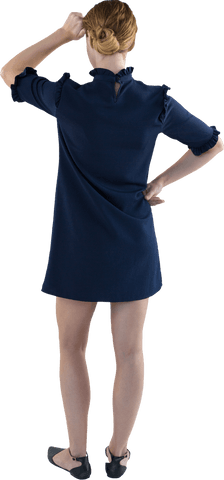 Businesswoman interacting with invisible interface transparent background
