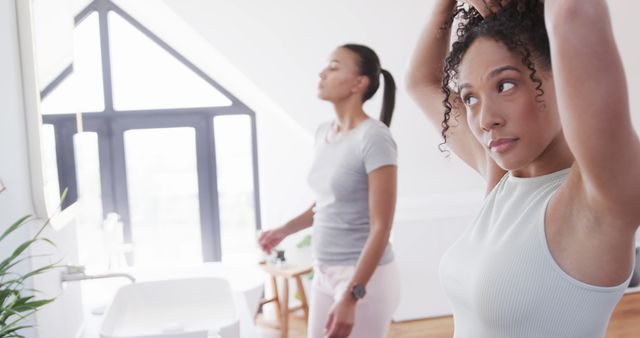 Morning Routine of Two Young Women in a Bright Home - Download Free Stock Images Pikwizard.com