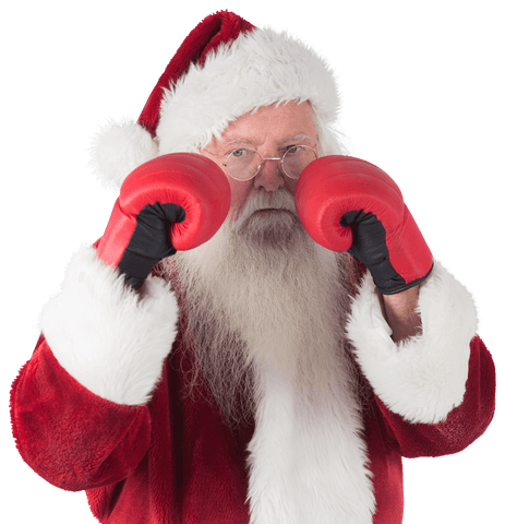 Santa Claus with Boxing Gloves Transparent Holiday Punch
