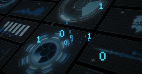 Digital Interface with Binary Code and Data Visualization - Download Free Stock Images Pikwizard.com