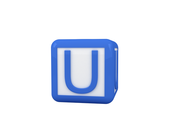 Blue Cube with Letter U on Transparent Background Digital Illustration - Download Free Stock Videos Pikwizard.com