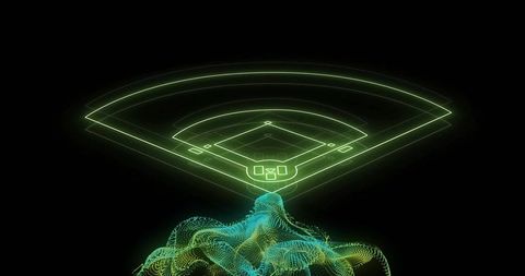 Futuristic Neon Baseball Field Design on Digital Background