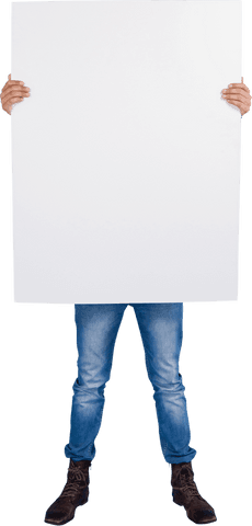 person holding large blank transparent cardboard sign isolated - Download Free Stock Videos Pikwizard.com