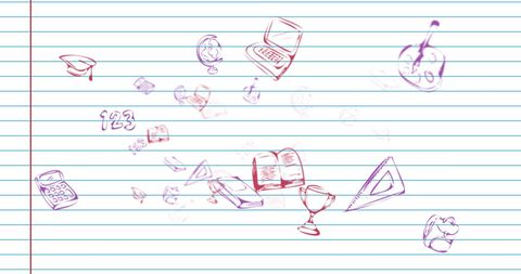 Floating School Supplies on Lined Notebook Background - Download Free Stock Images Pikwizard.com
