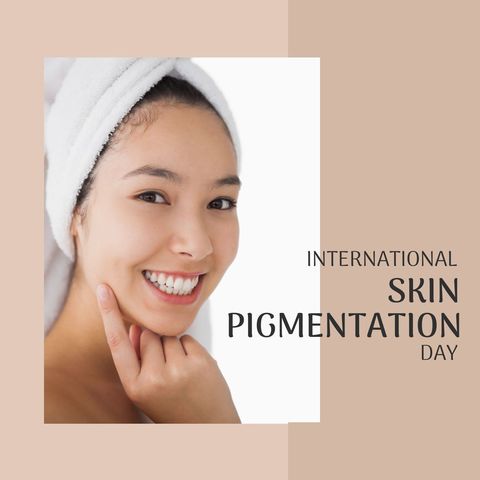 asian woman smiling for international skin pigmentation day - Download Free Stock Templates Pikwizard.com