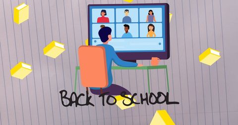 Virtual classroom back to school illustration concept