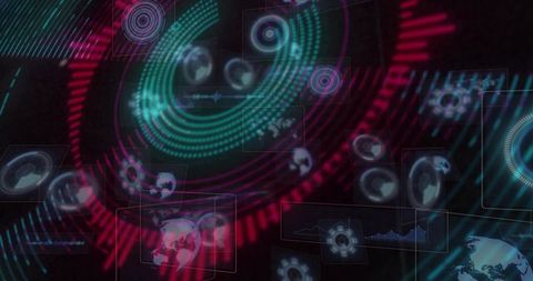 Futuristic Digital Dashboard with Data Rings and Visualization Interface