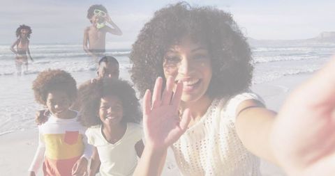 Happy African American Family Enjoying a Day at the Beach