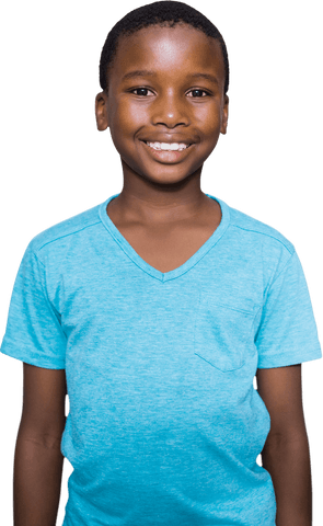 Transparent Portrait of Smiling Boy in Blue Casual Shirt