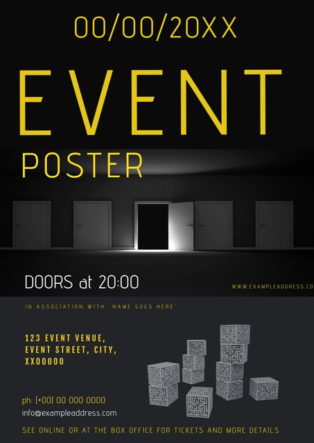 Modern Event Poster Template with Abstract Cube Design for Promotions - Download Free Stock Templates Pikwizard.com