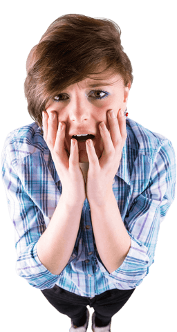 scared caucasian woman with hands on face transparent background - Download Free Stock Videos Pikwizard.com
