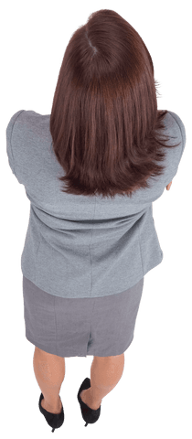 Top view businesswoman with brown hair transparent background