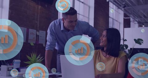 Digital Business Icons with Professionals in Modern Office - Download Free Stock Images Pikwizard.com