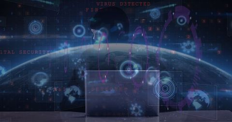 Abstract Cyber Security with Digital Globe and Data Interface - Download Free Stock Images Pikwizard.com