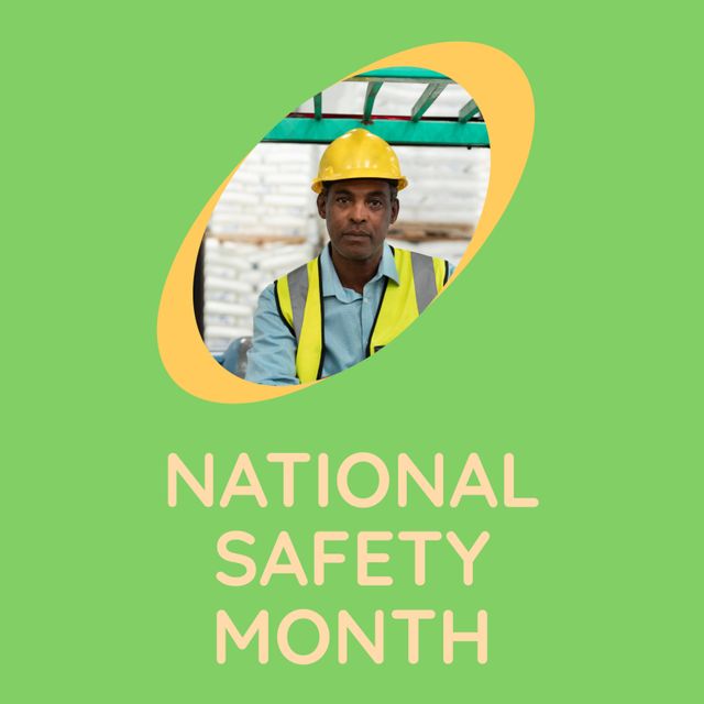 National Safety Month Awareness Poster with Worker in Warehouse - Download Free Stock Templates Pikwizard.com