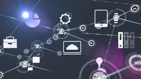 Abstract Network of Digital Technology and Communication Icons