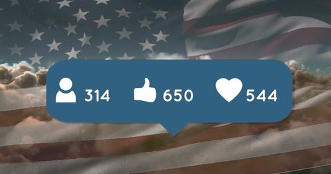 USA Flag Overlayed with Social Media Engagement Icons