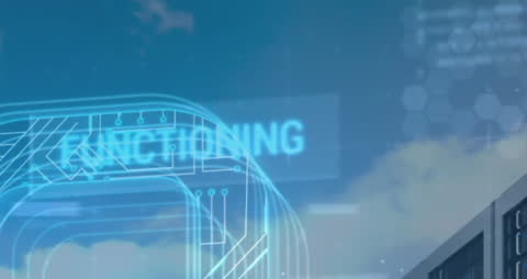 Digital Cloud Computing and Data Processing Animation