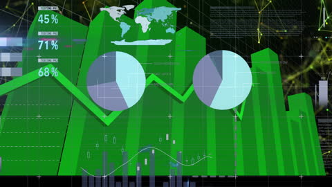 Futuristic Digital Graph with Animated Data Flow