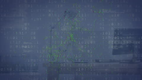 Digital Data Processing Overlay in Abstract Office Setting