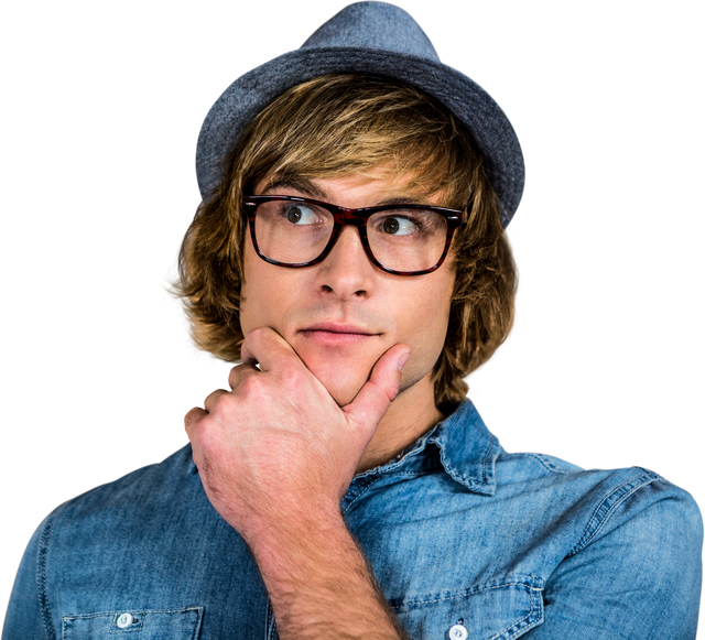 Thoughtful Hipster Man Wearing Hat with Transparent Background Concept - Download Free Stock Videos Pikwizard.com