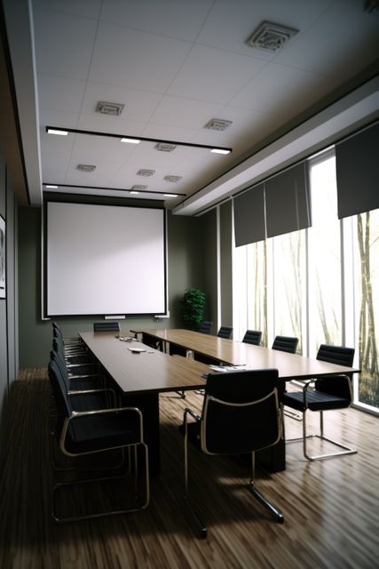 Empty conference room with table over white board in office, created using generative ai technology - Download Free Stock Photos Pikwizard.com