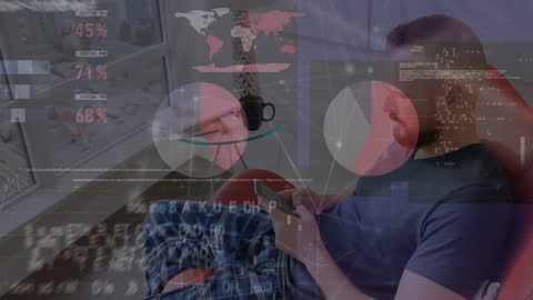 Financial Data Overlay on Smartphone User at Home