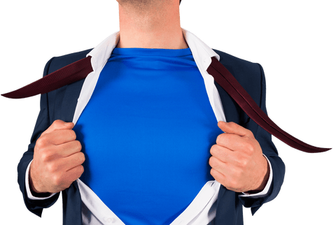 Businessman Revealing Blue Superhero Costume Behind Suit and Tie - Download Free Stock Videos Pikwizard.com