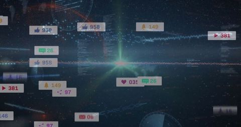 Dynamic Social Media Metrics on Futuristic Digital Interface