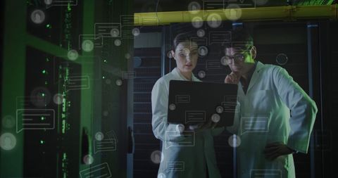 Server Room Engineers Collaborating with Cloud Computing Interface - Download Free Stock Images Pikwizard.com