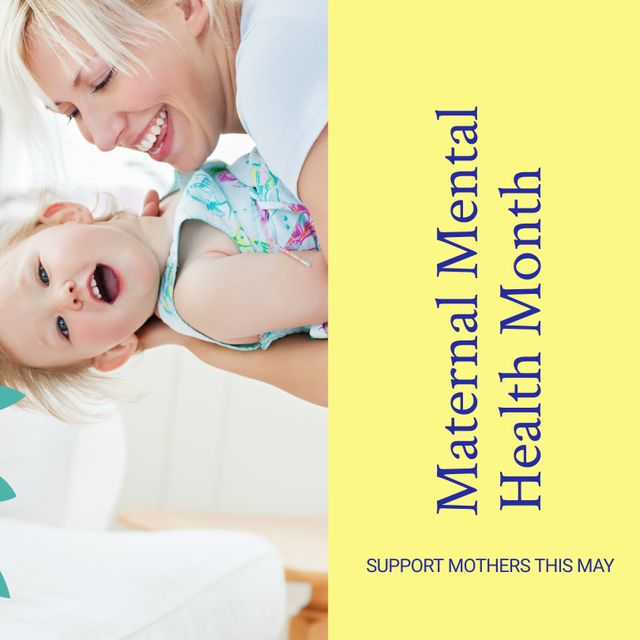 Celebrating Maternal Mental Health Month with Joyful Mother and Baby - Download Free Stock Templates Pikwizard.com