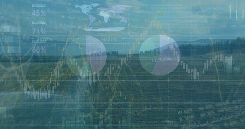 Agricultural field with financial analytics overlay concept