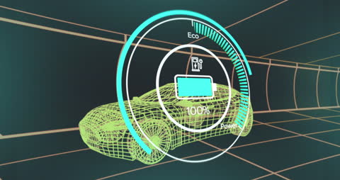 Futuristic Digital Car Interface Animation with Data Visualization