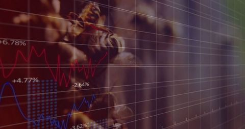 Financial Markets Concept with Bronze Bull and Line Graphs
