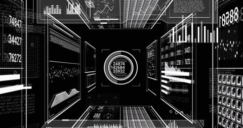 Futuristic Data Visualization Interface in Black and White - Download Free Stock Images Pikwizard.com