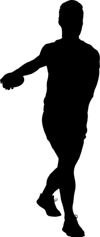Transparent silhouette of male athlete throwing discus