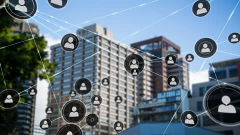 Digital Networking Connecting Urban Cityscape