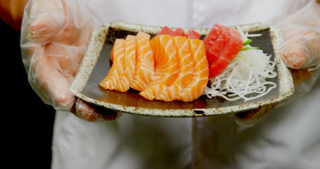 Chef Presenting Fresh Sashimi Platter - Download Free Stock Images Pikwizard.com
