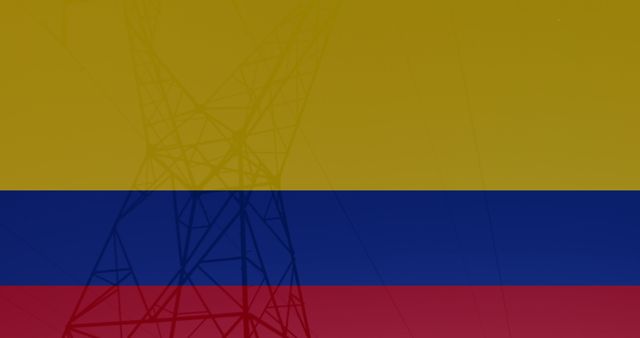 Colombia Flag Overlapping Power Lines Symbolizing Energy & Politics - Download Free Stock Images Pikwizard.com