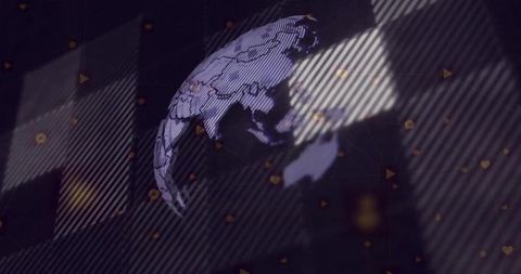 Futuristic rotating asia-pacific globe with digital elements