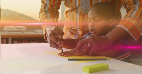 Father and Son Bonding Through Art Activity