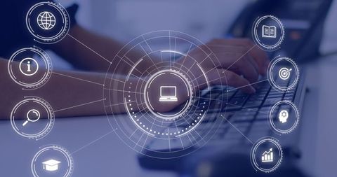 Digital learning concepts with virtual education icons