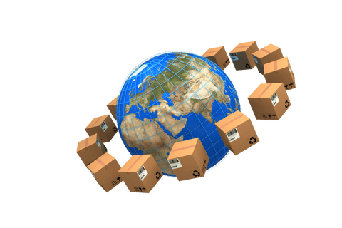 transparent earth globally surrounded by parcel boxes - Download Free Stock Videos Pikwizard.com