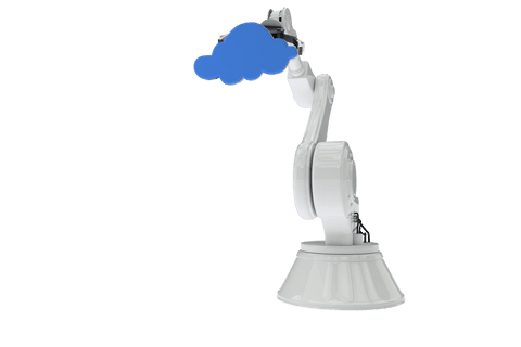 transparent robotic arm holding blue cloud icon concept - Download Free Stock Videos Pikwizard.com